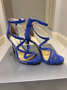 Jessica Simpson Royal Blue Strappy Suede High Heel Sandals